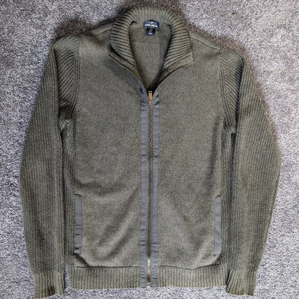 Vintage Daniel Hechter Paris Full-Zip Sweater — Dark Green Cotton Classic